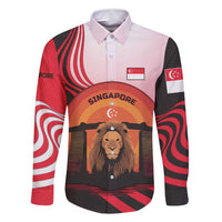 Singapore Lion Family Matching Tank Maxi Dress and Hawaiian Shirt with Sunset Marina Bay Design and National Flag