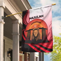 Singapore Lion Garden Flag with Sunset Marina Bay Design and National Flag