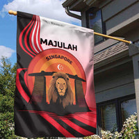 Singapore Lion Garden Flag with Sunset Marina Bay Design and National Flag