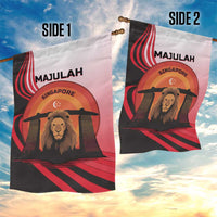 Singapore Lion Garden Flag with Sunset Marina Bay Design and National Flag