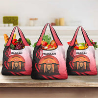 Singapore Lion Grocery Bag with Sunset Marina Bay Design and National Flag