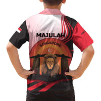 Singapore Lion Hawaiian Shirt with Sunset Marina Bay Design and National Flag