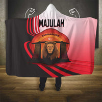 Singapore Lion Hooded Blanket with Sunset Marina Bay Design and National Flag
