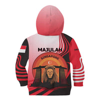 Singapore Lion Kid Hoodie with Sunset Marina Bay Design and National Flag