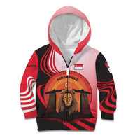 Singapore Lion Kid Hoodie with Sunset Marina Bay Design and National Flag