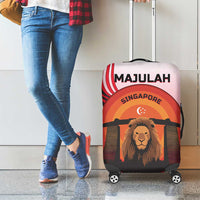 Singapore Lion Luggage Cover with Sunset Marina Bay Design and National Flag