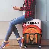 Singapore Lion Luggage Cover with Sunset Marina Bay Design and National Flag