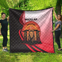 Singapore Lion Quilt with Sunset Marina Bay Design and National Flag