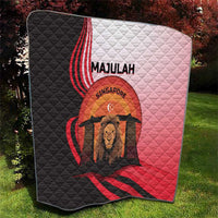 Singapore Lion Quilt with Sunset Marina Bay Design and National Flag