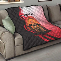Singapore Lion Quilt with Sunset Marina Bay Design and National Flag