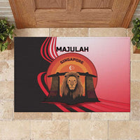 Singapore Lion Rubber Doormat with Sunset Marina Bay Design and National Flag