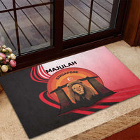 Singapore Lion Rubber Doormat with Sunset Marina Bay Design and National Flag