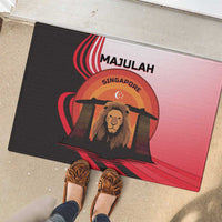 Singapore Lion Rubber Doormat with Sunset Marina Bay Design and National Flag