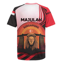 Singapore Lion Rugby Jersey with Sunset Marina Bay Design and National Flag