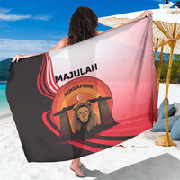 Singapore Lion Sarong with Sunset Marina Bay Design and National Flag