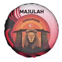 Singapore Lion Spare Tire Cover with Sunset Marina Bay Design and National Flag