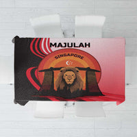 Singapore Lion Tablecloth with Sunset Marina Bay Design and National Flag