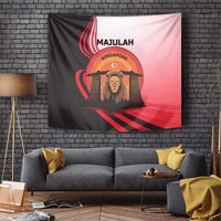 Singapore Lion Tapestry with Sunset Marina Bay Design and National Flag