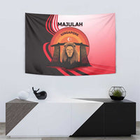 Singapore Lion Tapestry with Sunset Marina Bay Design and National Flag