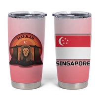 Singapore Lion Tumbler Cup with Sunset Marina Bay Design and National Flag