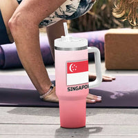 Singapore Lion Tumbler With Handle with Sunset Marina Bay Design and National Flag