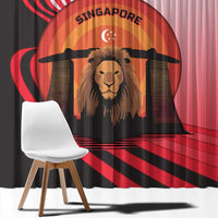 Singapore Lion Window Curtain with Sunset Marina Bay Design and National Flag
