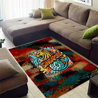 Singapore Merlion Area Rug with Graffiti Art Style and National Flag