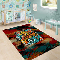 Singapore Merlion Area Rug with Graffiti Art Style and National Flag