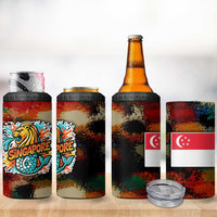 Singapore Merlion 4 in 1 Can Cooler Tumbler with Graffiti Art Style and National Flag