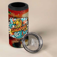 Singapore Merlion 4 in 1 Can Cooler Tumbler with Graffiti Art Style and National Flag