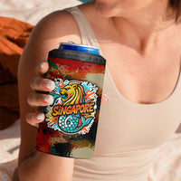 Singapore Merlion 4 in 1 Can Cooler Tumbler with Graffiti Art Style and National Flag