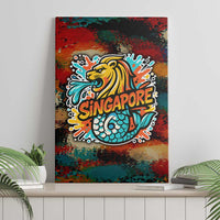 Singapore Merlion Canvas Wall Art with Graffiti Art Style and National Flag