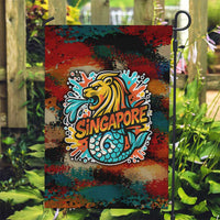 Singapore Merlion Garden Flag with Graffiti Art Style and National Flag