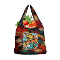 Singapore Merlion Grocery Bag with Graffiti Art Style and National Flag