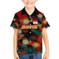 Singapore Merlion Hawaiian Shirt with Graffiti Art Style and National Flag