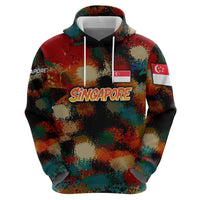 Singapore Merlion Hoodie with Graffiti Art Style and National Flag