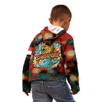 Singapore Merlion Kid Hoodie with Graffiti Art Style and National Flag
