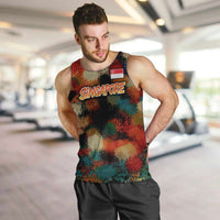 Singapore Merlion Men Tank Top with Graffiti Art Style and National Flag