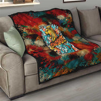 Singapore Merlion Quilt with Graffiti Art Style and National Flag