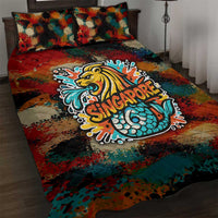 Singapore Merlion Quilt Bed Set with Graffiti Art Style and National Flag