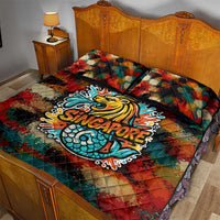 Singapore Merlion Quilt Bed Set with Graffiti Art Style and National Flag