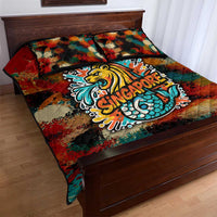 Singapore Merlion Quilt Bed Set with Graffiti Art Style and National Flag