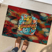 Singapore Merlion Rubber Doormat with Graffiti Art Style and National Flag