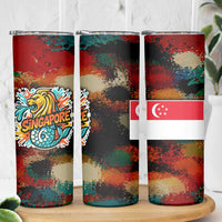 Singapore Merlion Skinny Tumbler with Graffiti Art Style and National Flag
