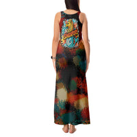 Singapore Merlion Tank Maxi Dress with Graffiti Art Style and National Flag