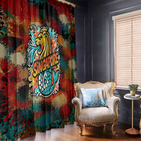 Singapore Merlion Window Curtain with Graffiti Art Style and National Flag