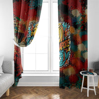 Singapore Merlion Window Curtain with Graffiti Art Style and National Flag