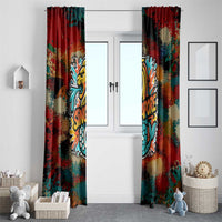 Singapore Merlion Window Curtain with Graffiti Art Style and National Flag