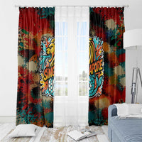 Singapore Merlion Window Curtain with Graffiti Art Style and National Flag