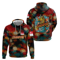 Singapore Merlion Zip Hoodie with Graffiti Art Style and National Flag